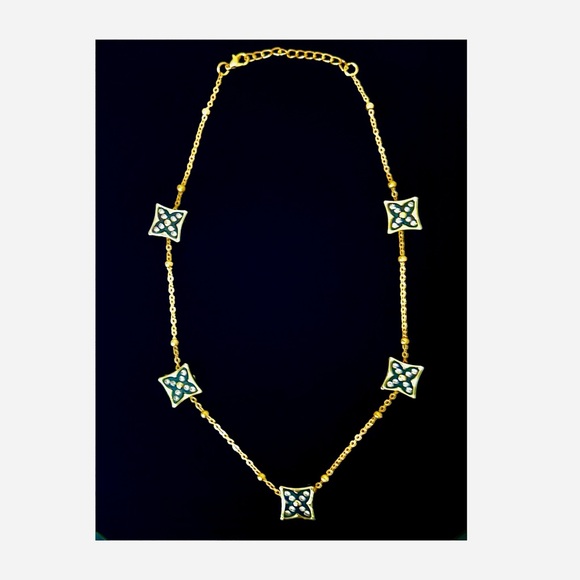 Black Shaped Rhinestone Pendants with Gold Chain - Picture 2 of 2